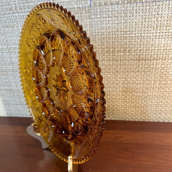 🌟HP🌟VTG 1960s Indiana Glass Tiara Exclusive Amber Glass Egg Plate Pattern - Picture 5 of 8